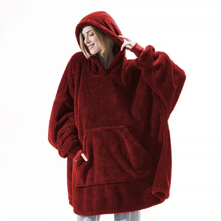 Oversized Hoodie Sweatshirt with Big Pocket – Double-Sided Fleece Wearable Blanket for Ultimate Comfort