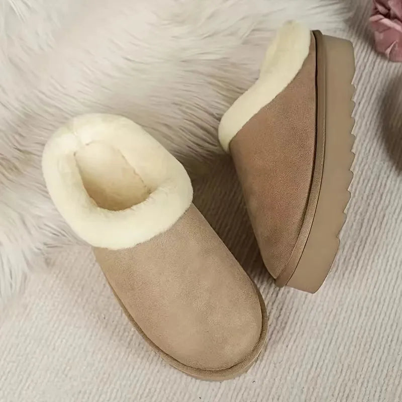 Women’s Winter Round Head Slip-On Cotton Shoes Plus Size Cozy & Warm