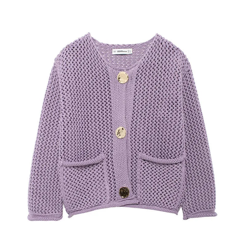 Women's Fashion Round-Neck Thick-Knit Sweater with Pockets – Cozy and Chic Pullover Style