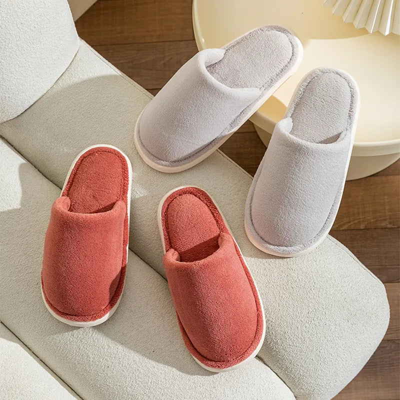 Warm Plush Cotton Slippers for Women & Men – Cozy Indoor Anti-Slip House Shoes