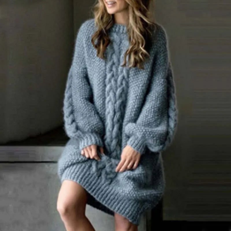 Thick Twist Knit Dress – Cozy Comfort Meets Casual Elegance