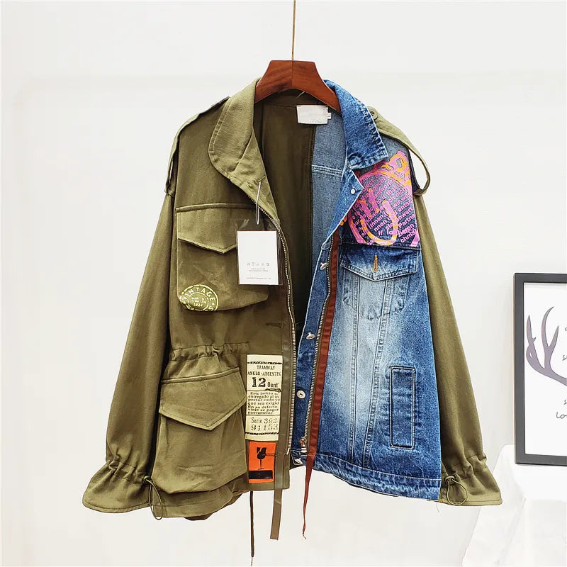 Stitching Contrast Denim Jacket