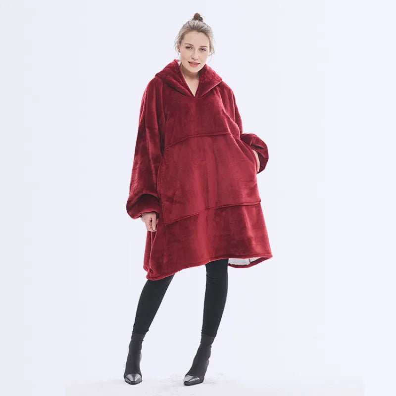 Hooded Ladies Double-Layer Flannel Sweater Pullover – The Ultimate Cozy Essential