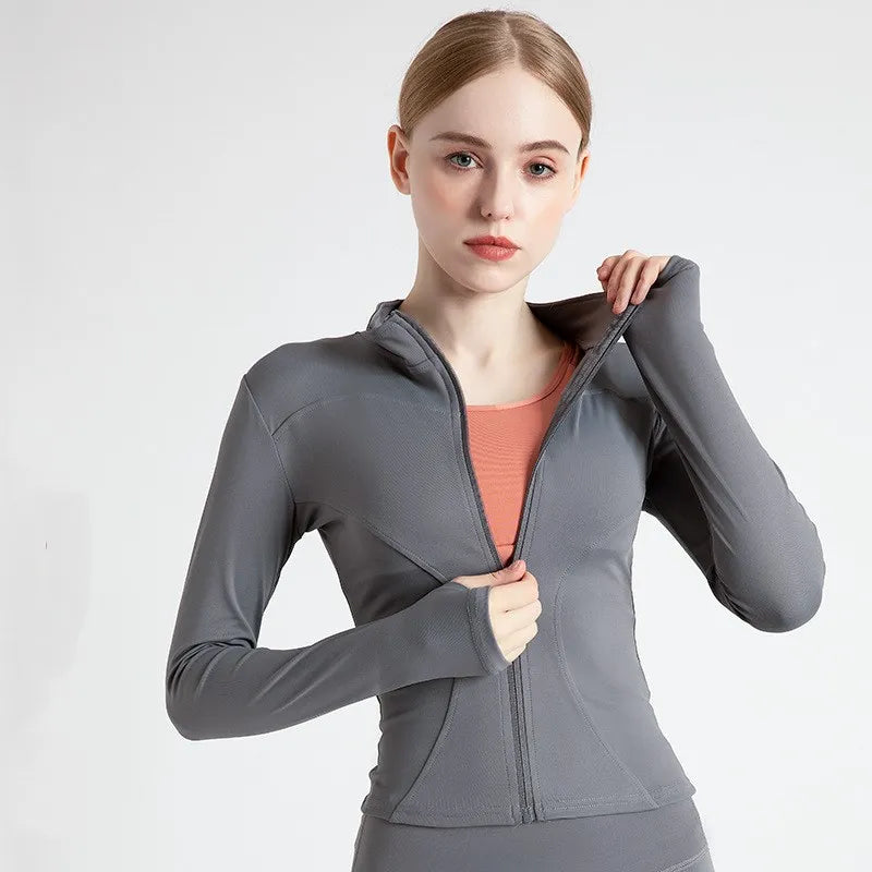 Women's Stand Collar Running Jacket – Casual Workoutwear with Long Sleeves