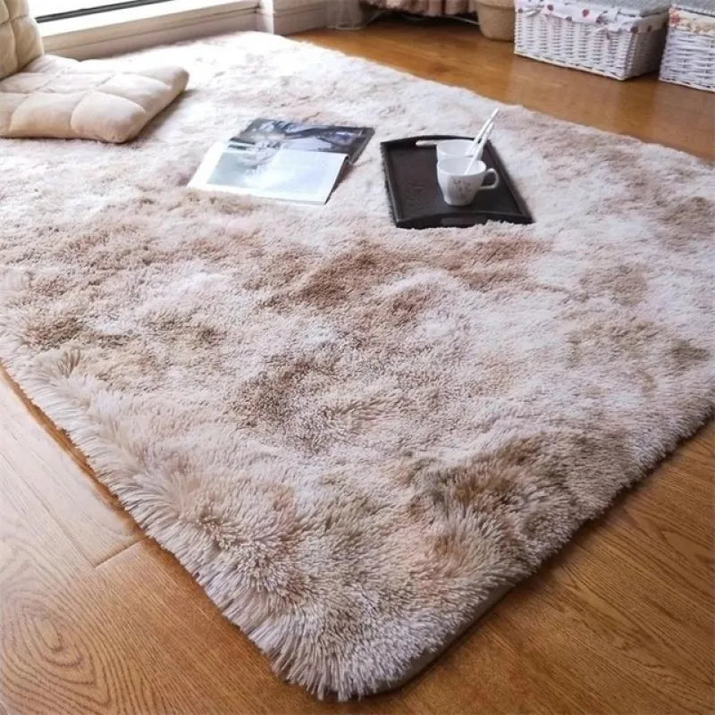 Plush Carpets for Living Room - Soft and Fluffy Tie-Dye Rugs for Home Decor