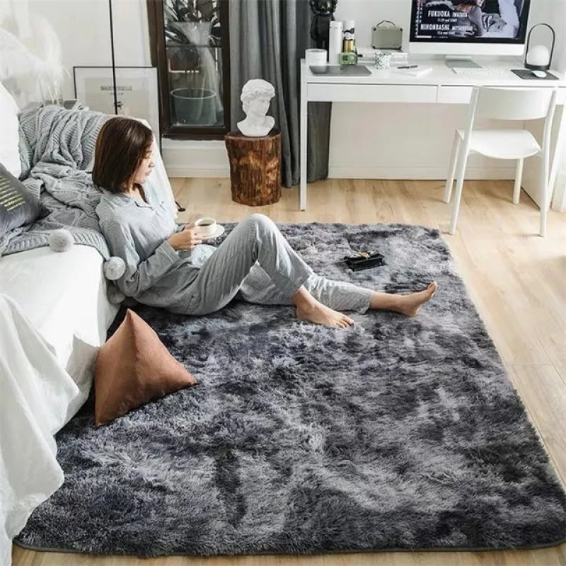 Plush Carpets for Living Room - Soft and Fluffy Tie-Dye Rugs for Home Decor