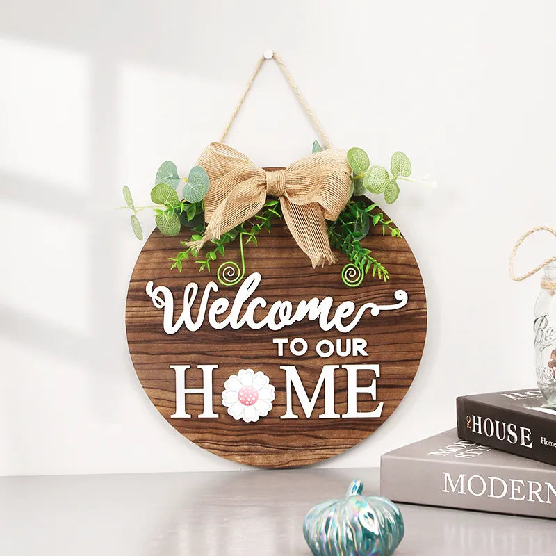 Interchangeable Wooden Door Hanger with Seasonal Magnetic Ornaments Welcome Home Décor