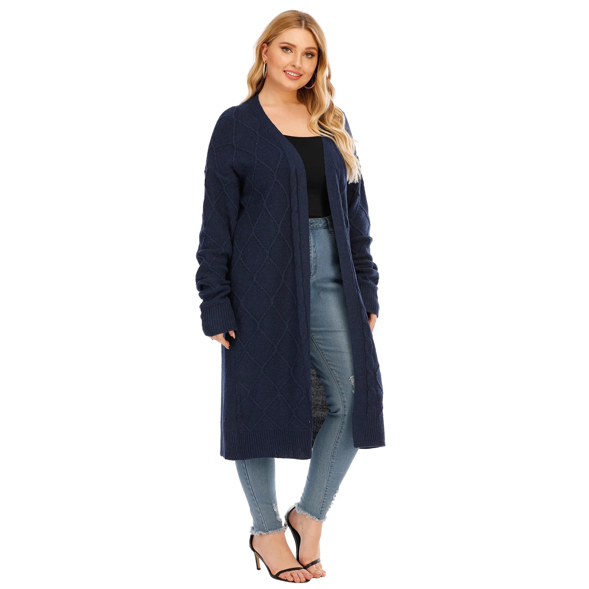 Warm Polyester Cardigan Sweater – Casual and Cozy Coat for Women