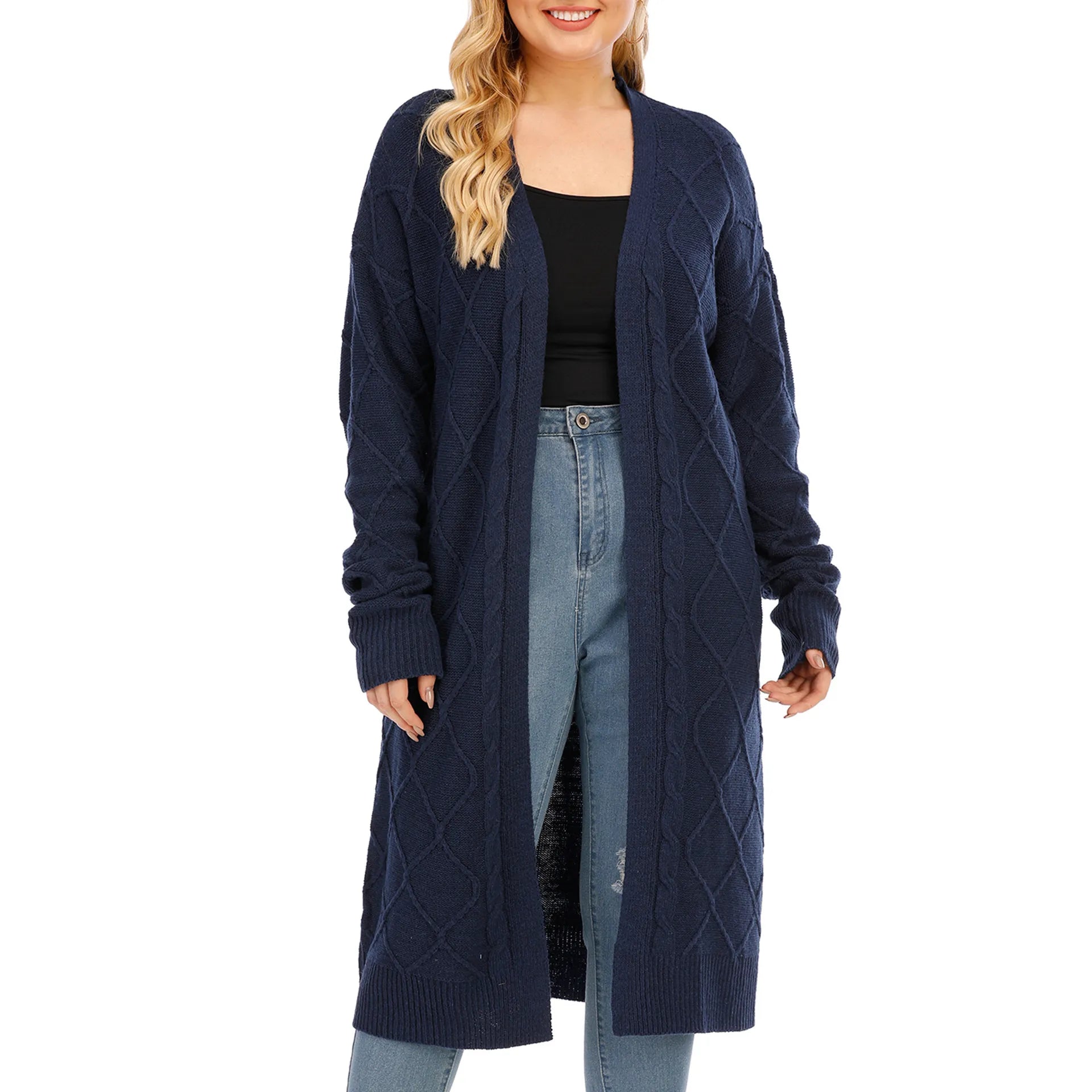 Warm Polyester Cardigan Sweater – Casual and Cozy Coat for Women