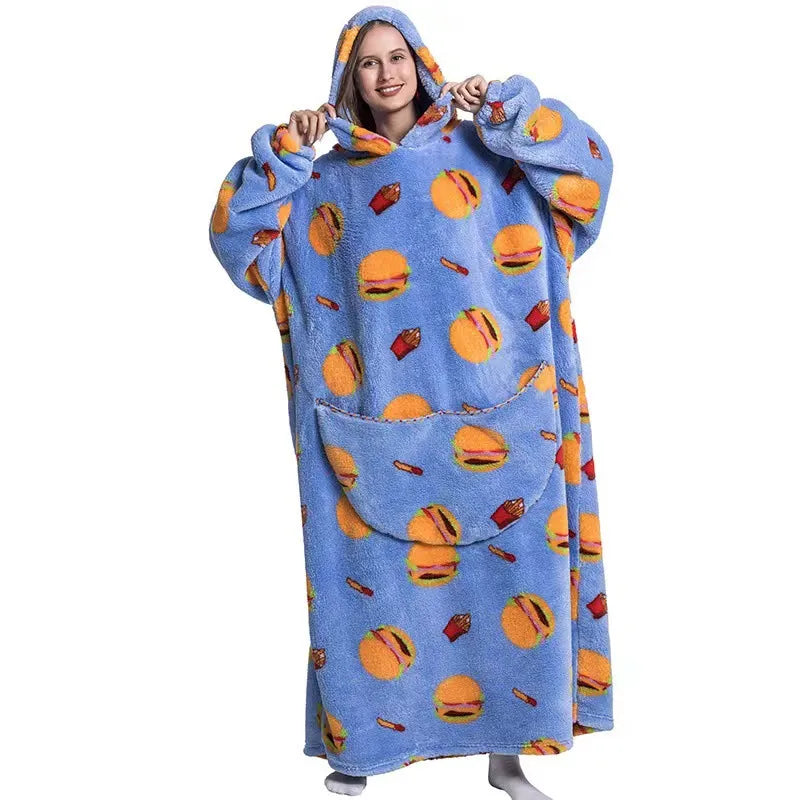 Fleece Hooded Wearable Blanket Sweatshirt Oversized Cozy Blanket Hoodie for Ultimate Warmth