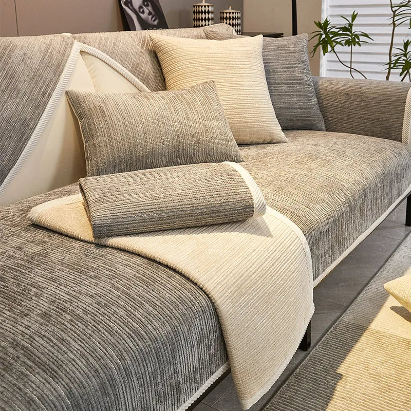 Streamlined Chenille Sofa Cover - Durable, Modern, and Multi-Purpose Slipcover