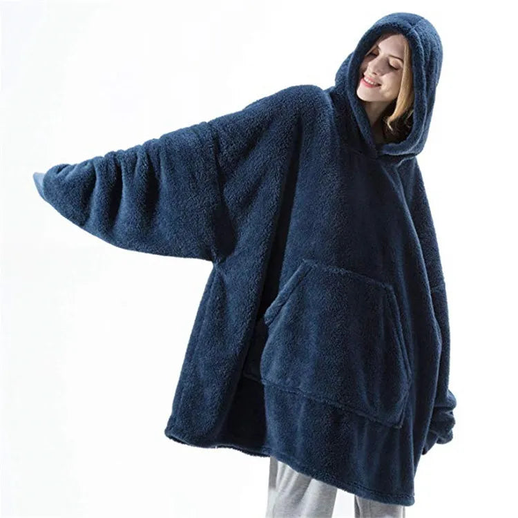 Oversized Hoodie Sweatshirt with Big Pocket – Double-Sided Fleece Wearable Blanket for Ultimate Comfort
