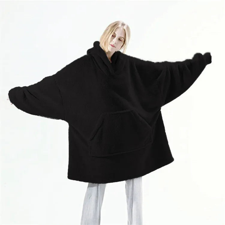 Oversized Hoodie Sweatshirt with Big Pocket – Double-Sided Fleece Wearable Blanket for Ultimate Comfort