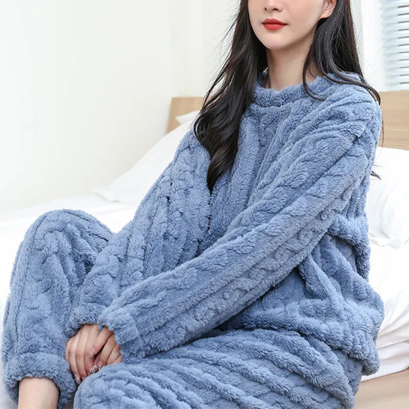 Winter Pajamas Sets Thickened Coral Velvet Homewear for Cozy Comfort