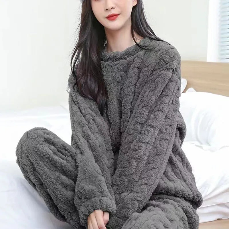 Winter Pajamas Sets Thickened Coral Velvet Homewear for Cozy Comfort