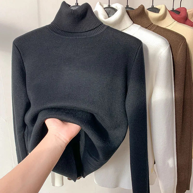 Turtle Neck Winter Sweater – Women’s Elegant Thick Warm Knitted Pullover