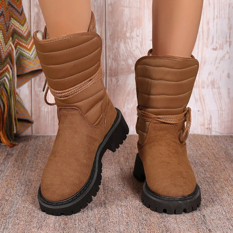 New Chunky Heel Mid-Tube Snow Boots – Winter Warmth with Style