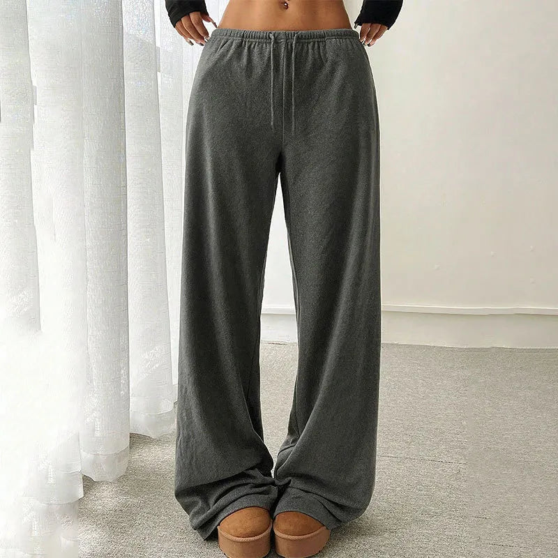 High-Waist Drooping Straight-Leg Casual Pants - Comfortable Tall Fit Trousers for Women