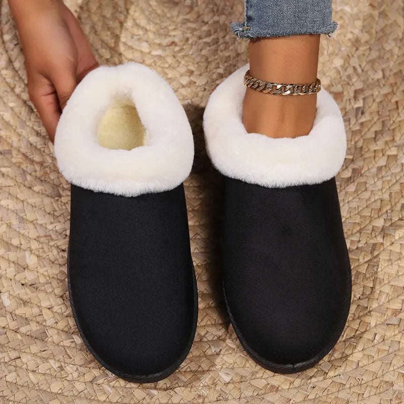 Women’s Winter Round Head Slip-On Cotton Shoes Plus Size Cozy & Warm