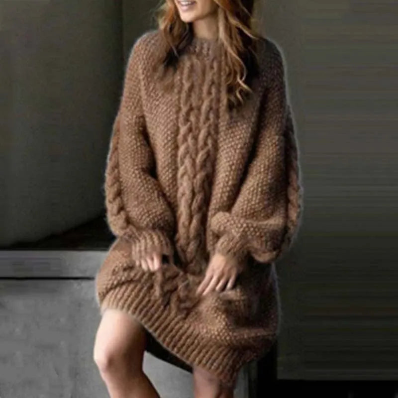 Thick Twist Knit Dress – Cozy Comfort Meets Casual Elegance