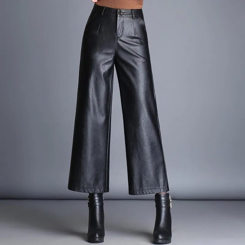 Fashion Plus Size Loose Women Casual Leather Pants