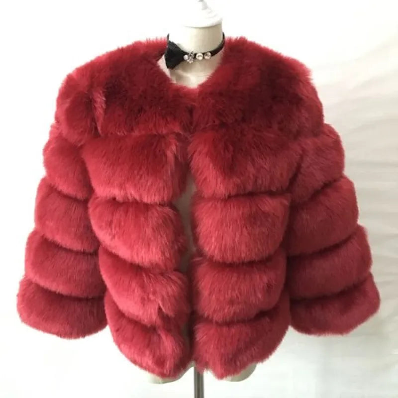 Women's Winter Faux Mink Fur Coat – Elegant Thick Warm Outerwear Jacket