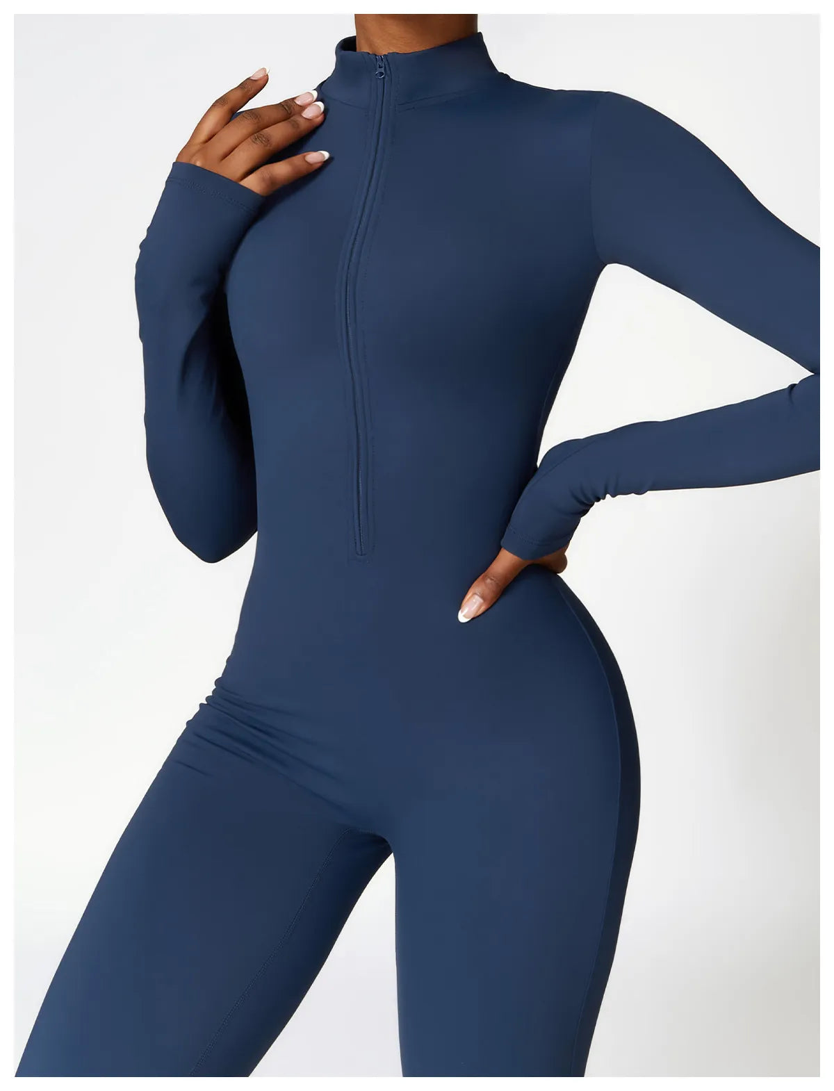 Winter Fleece-Lined Yoga Jumpsuit – Long Sleeve Warm Bodysuit for Women