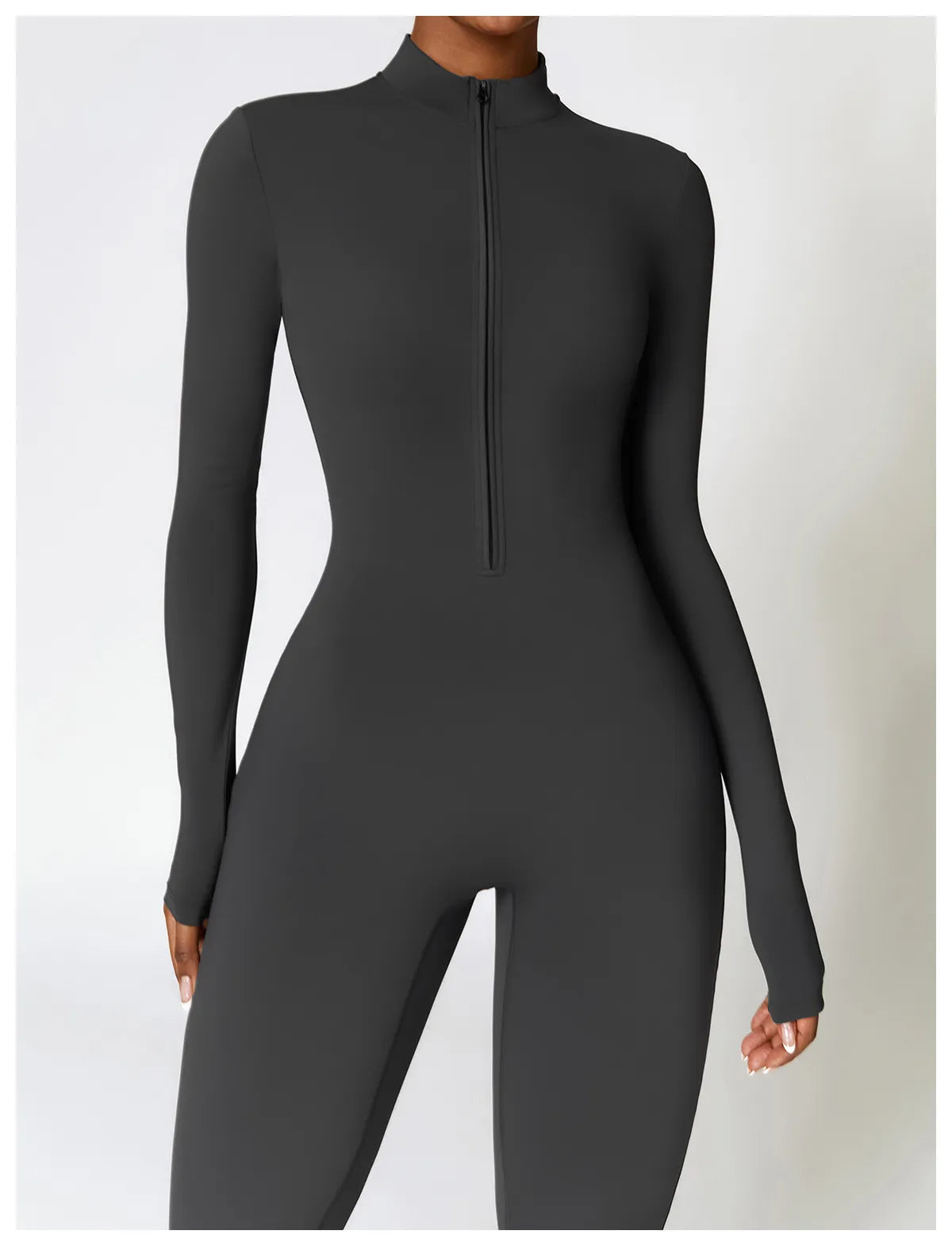 Winter Fleece-Lined Yoga Jumpsuit – Long Sleeve Warm Bodysuit for Women