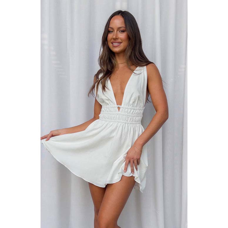 Boho Ruffle Mini Dress – Backless Summer Dress with Spaghetti Straps for Sun-Kissed Days and Balmy Nights