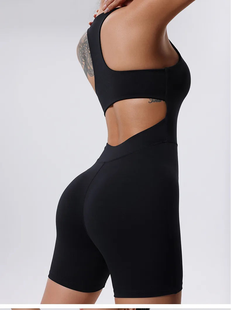 Women’s Summer Yoga Zipper Backless Jumpsuit – Quick-Drying Activewear