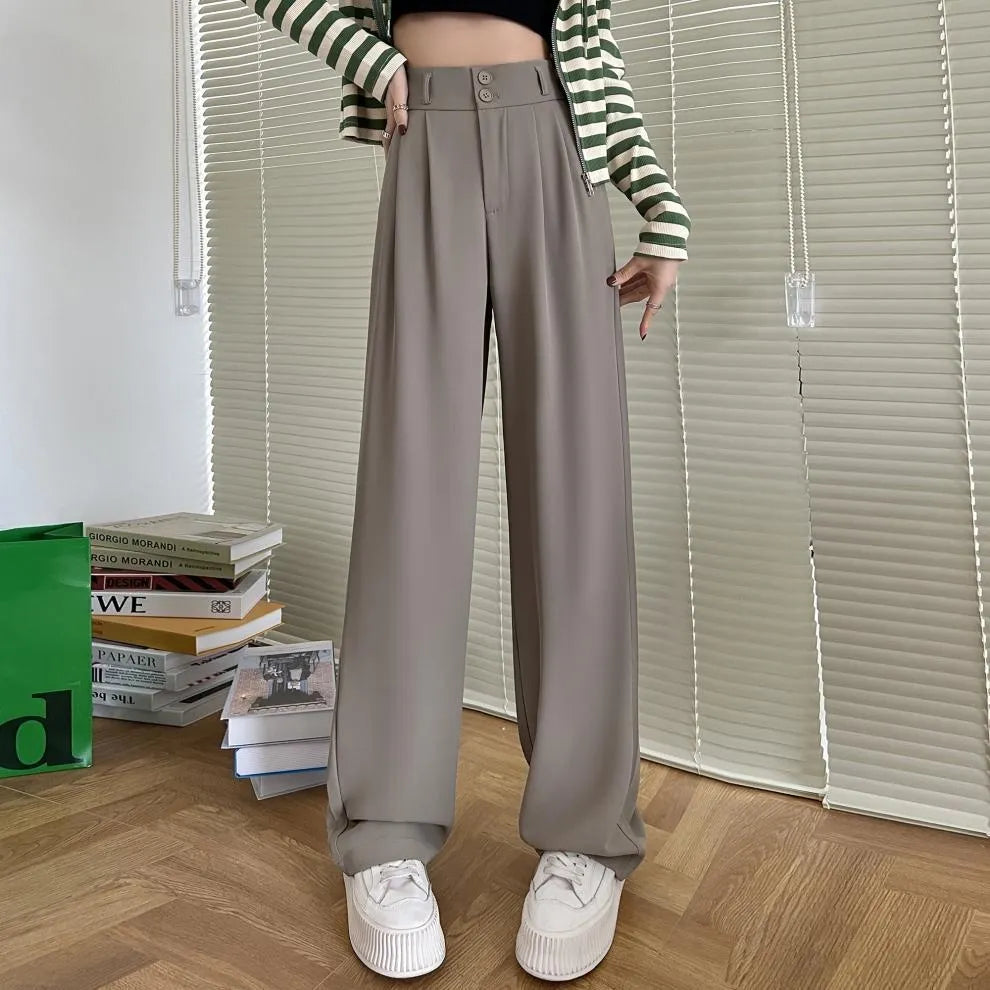 Women's High-Grade Art Retro Wide-Leg Trousers – Loose-Fit Straight-Leg Pants for a Sophisticated Look