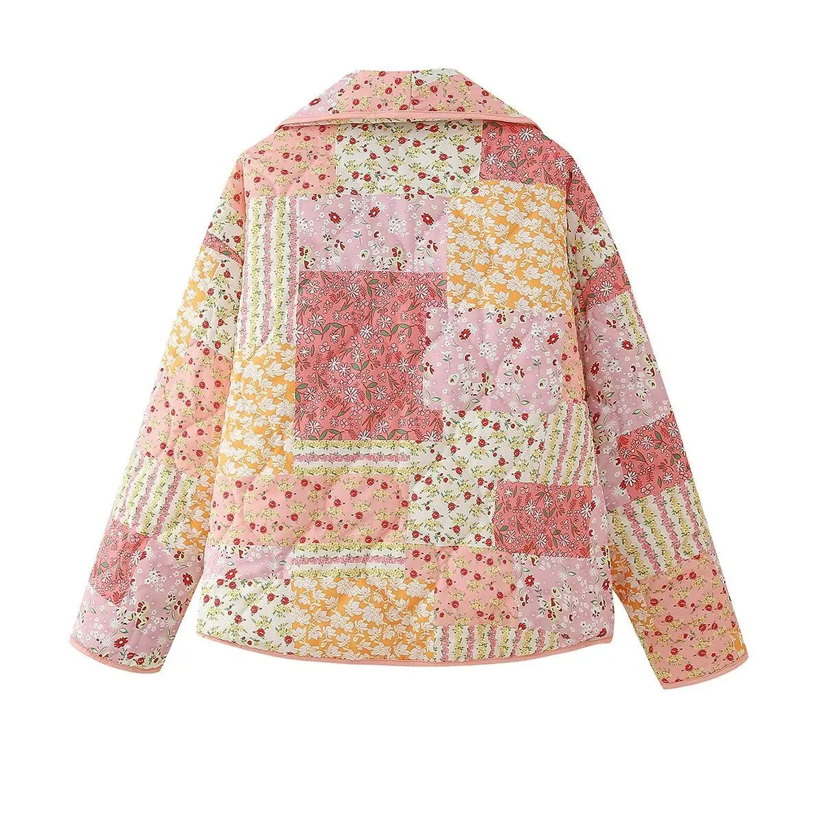 Lapel Fashion Pattern Print Cotton Padded Jacket Coat