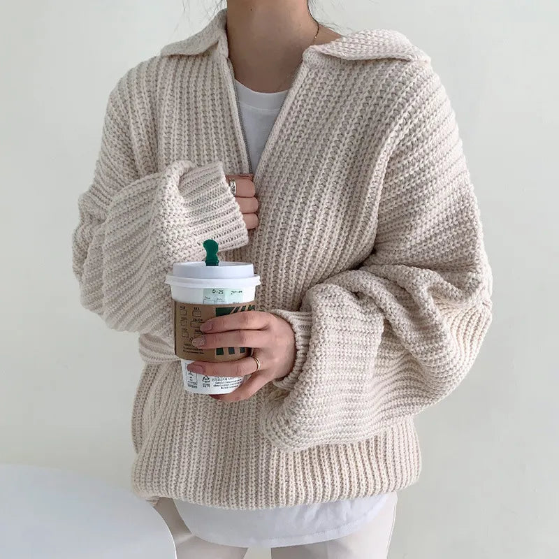 Thickened Warm Lantern Cuff Sweater – Cozy and Stylish Winter Knitwear