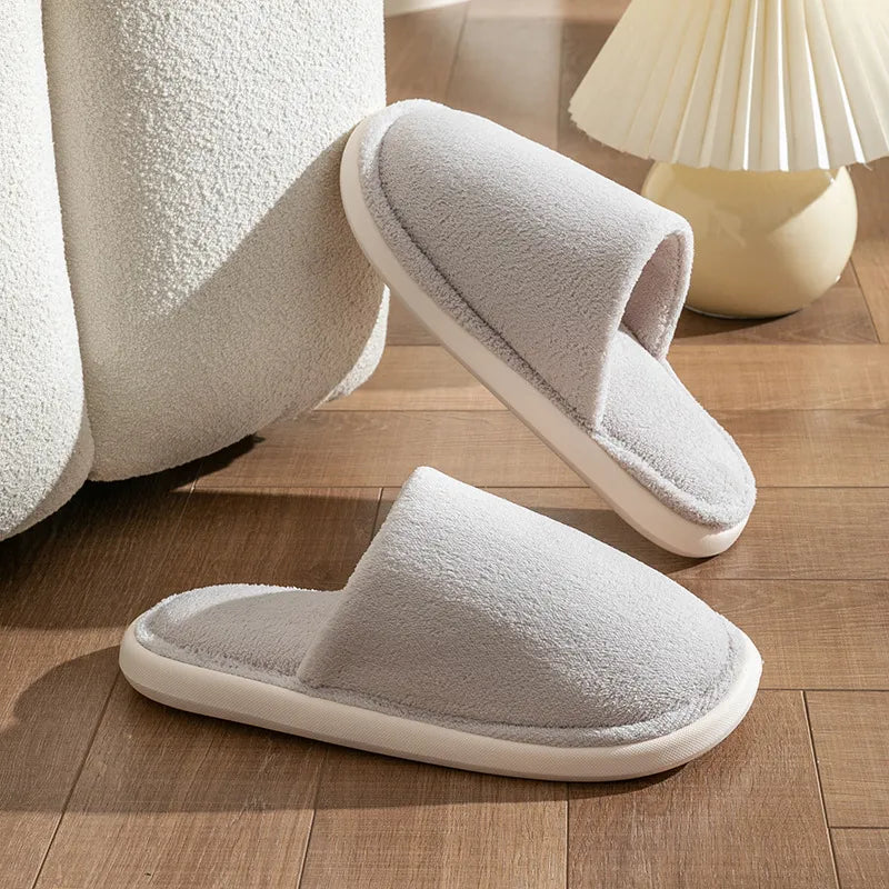 Warm Plush Cotton Slippers for Women & Men – Cozy Indoor Anti-Slip House Shoes