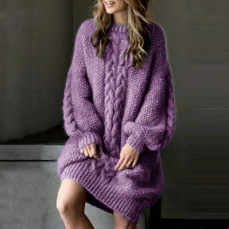 Thick Twist Knit Dress – Cozy Comfort Meets Casual Elegance