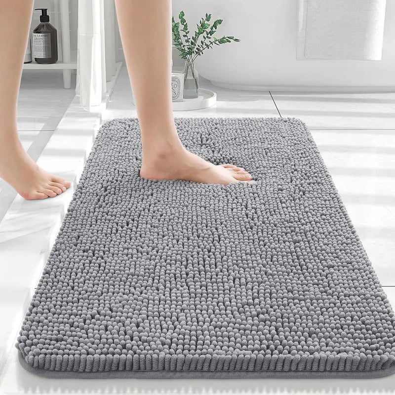 Long Wool Chenille Floor Mat – Absorbent Non-Slip Rug for Bathroom and Bedroom