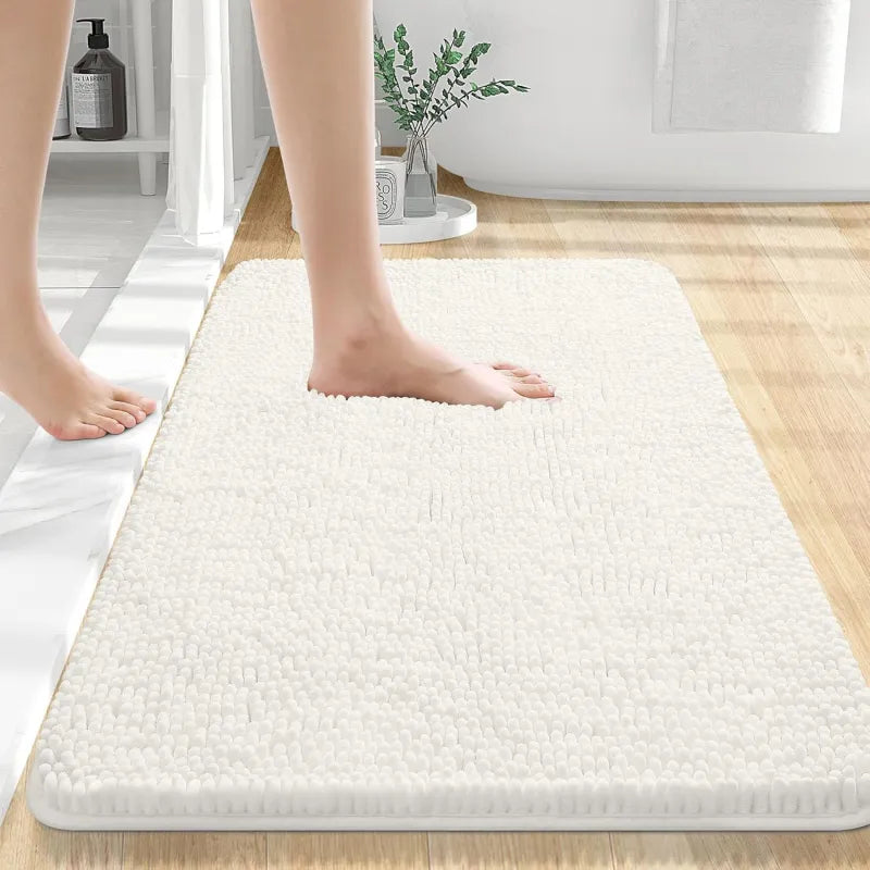 Long Wool Chenille Floor Mat – Absorbent Non-Slip Rug for Bathroom and Bedroom