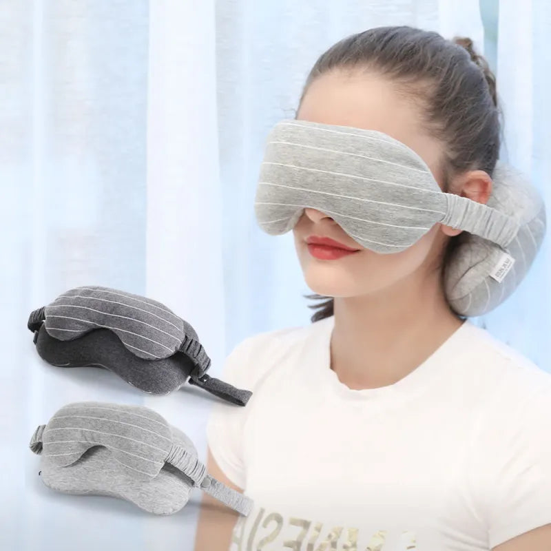 2-in-1 Eye Mask and Travel Pillow – Multi-Function Neck Pillow for Office, Travel, and Sleep