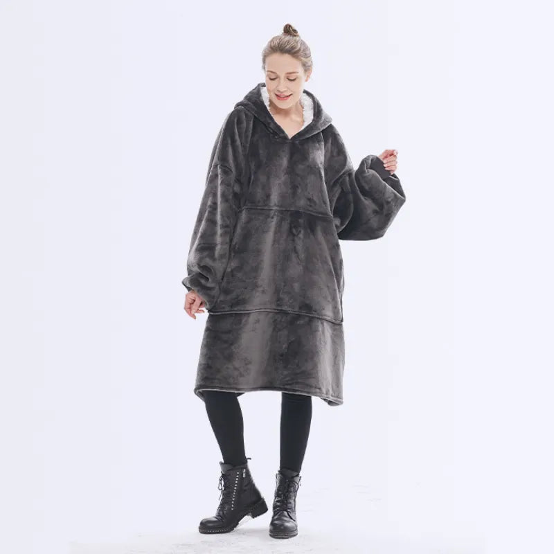 Hooded Ladies Double-Layer Flannel Sweater Pullover – The Ultimate Cozy Essential