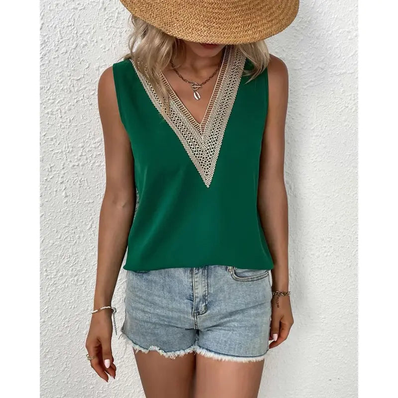 Women's V-Neck Sleeveless Solid Color Vest – Stylish, Simple, and Versatile Tops