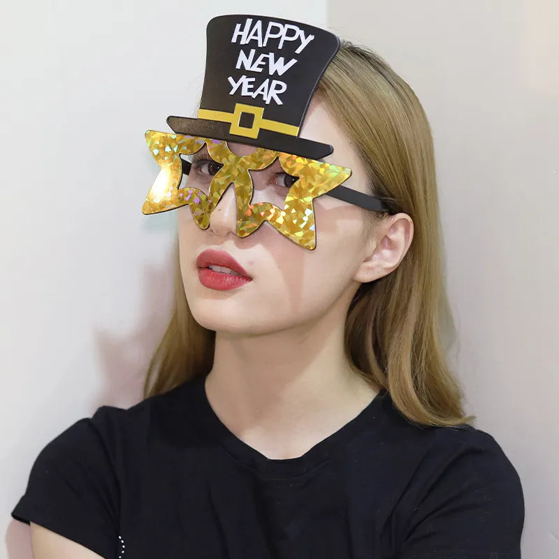 Creative 2025 Happy New Year Party Glasses Fun Photo Props & Holiday Dress-Up