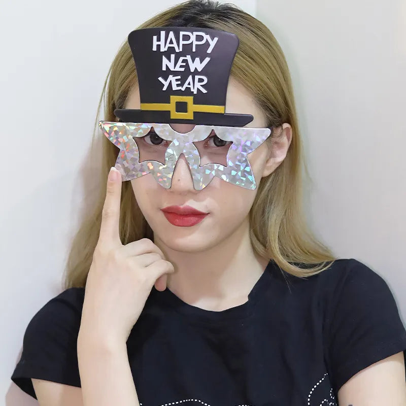 Creative 2025 Happy New Year Party Glasses Fun Photo Props & Holiday Dress-Up