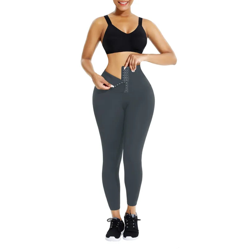 Double-Breasted Yoga Corset Leggings – European & American Style High-Waist Activewear