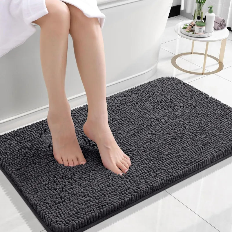 Long Wool Chenille Floor Mat – Absorbent Non-Slip Rug for Bathroom and Bedroom