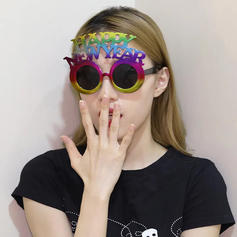 Creative 2025 Happy New Year Party Glasses Fun Photo Props & Holiday Dress-Up