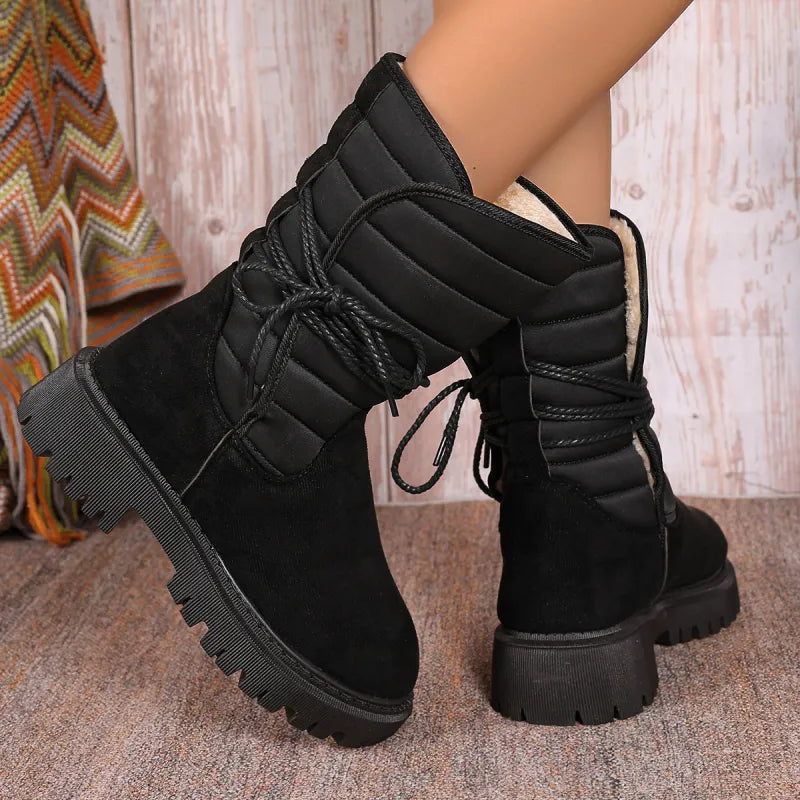 New Chunky Heel Mid-Tube Snow Boots – Winter Warmth with Style