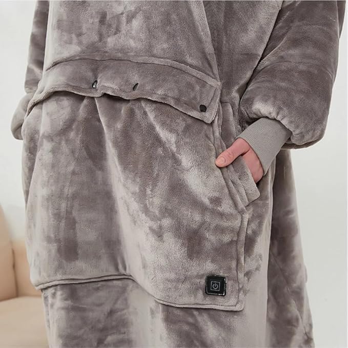 USB Heated Wearable Blanket Hoodie Oversized Sherpa Hoodie with Large Heating Area