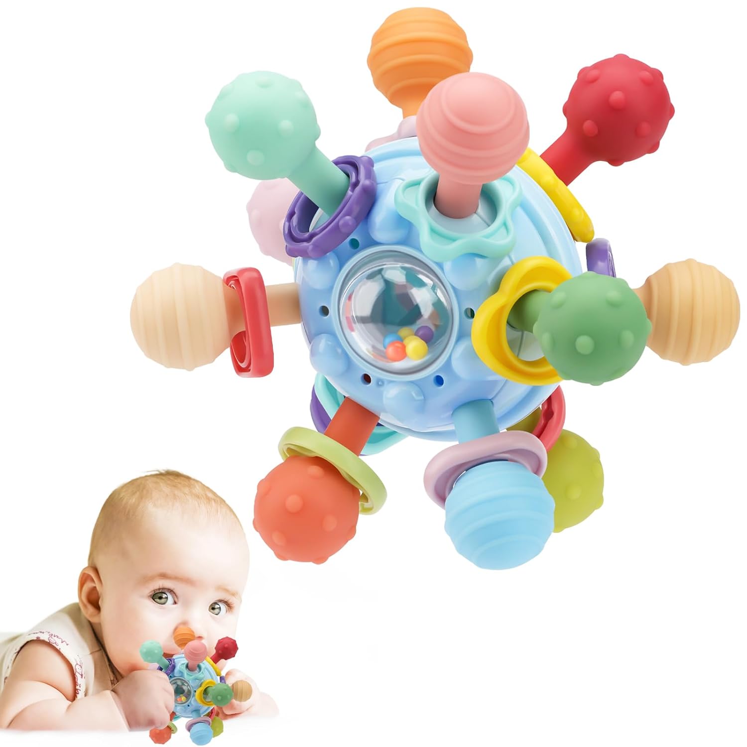 Baby Manhattan Finger Ball Rattle Toy – Developmental Sensory Play for Infants