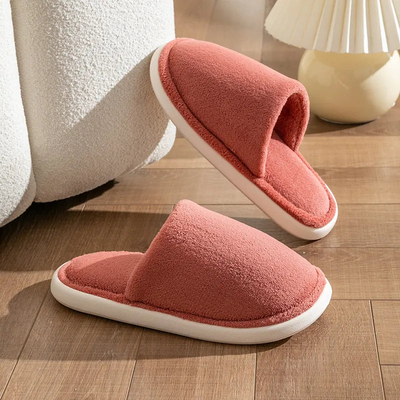 Warm Plush Cotton Slippers for Women & Men – Cozy Indoor Anti-Slip House Shoes