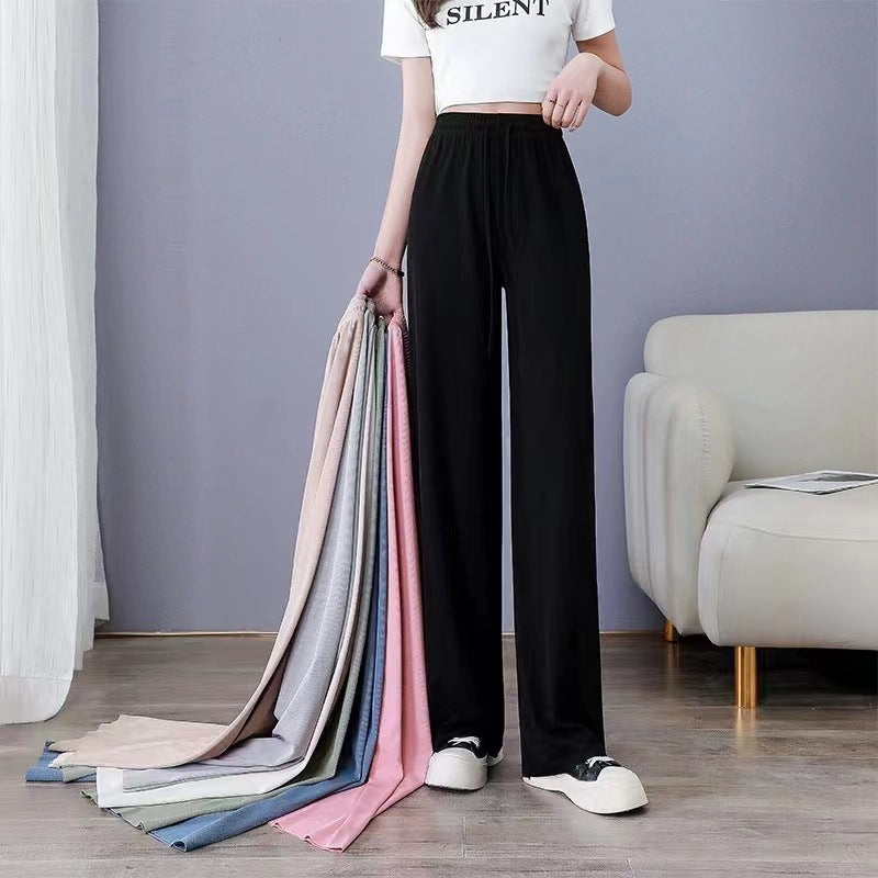 Women’s Summer High-Waist Loose Drooping Straight Casual Pants